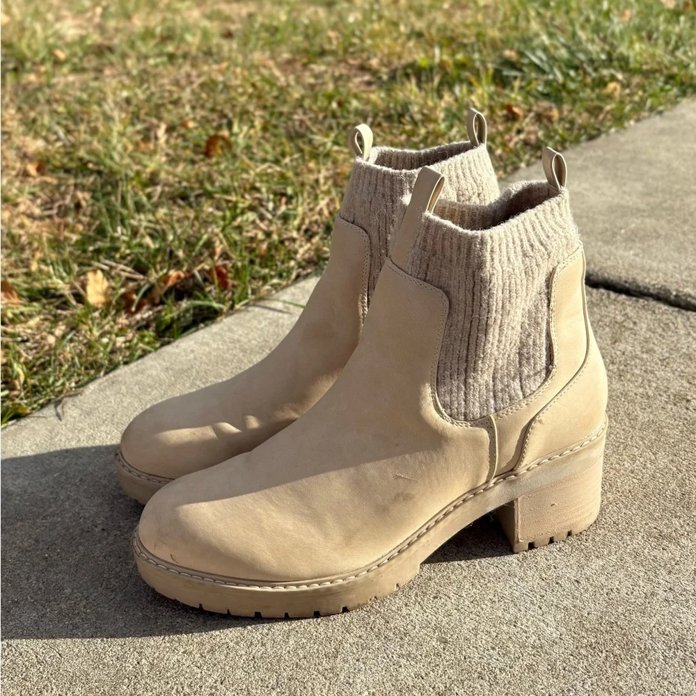 Lug Beige Ankle Boots - Picture 2 of 8